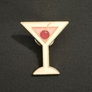 Women’s Accessories Elegant White Martini Glass with Red Cherry Enamel Pin